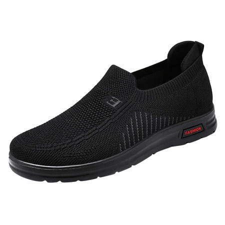 

Sneakers for Men Fashion Summer And Autumn Men Sneakers Fly Woven Mesh Flat Slip On Comfortable Mens Sneakers Mesh Black 43