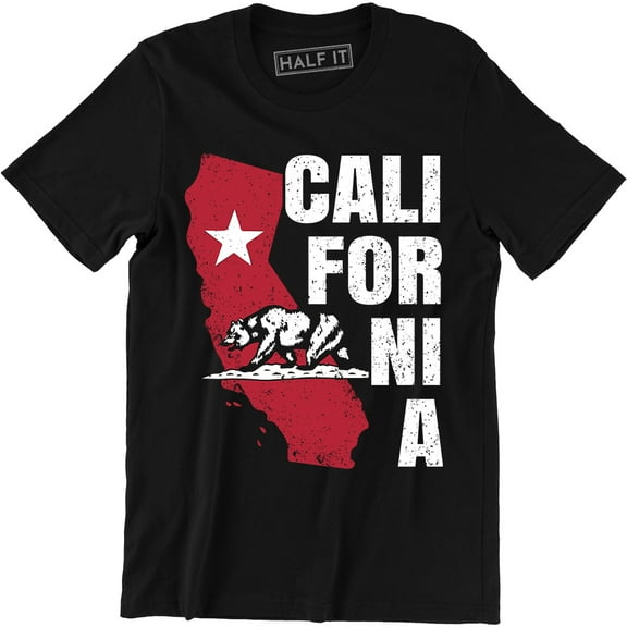 California Republic State Flag - Grizzly Distressed Bear Men's Gift T-Shirt