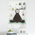 thumbnail image 1 of Funny Sloth Tapestry, Wake up and Work out Lettering Morning Yoga Challenge Print, Fabric Wall Hanging Decor for Bedroom Living Room Dorm, 5 Sizes, Charcoal Grey Multicolor, by Ambesonne, 1 of 1