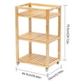 thumbnail image 2 of TOYTEXX 3-Tier Rolling Storage Shelf, Solid Wood Utility Cart with Wheels for Home, Living Room, Kitchen, Bathroom, 2 of 7