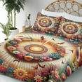 thumbnail image 3 of Ambesonne Floral Fitted & Top Sheet Set with Shams, Botanical Colorful Circle, Orange Evergreen Pink, 3 of 5