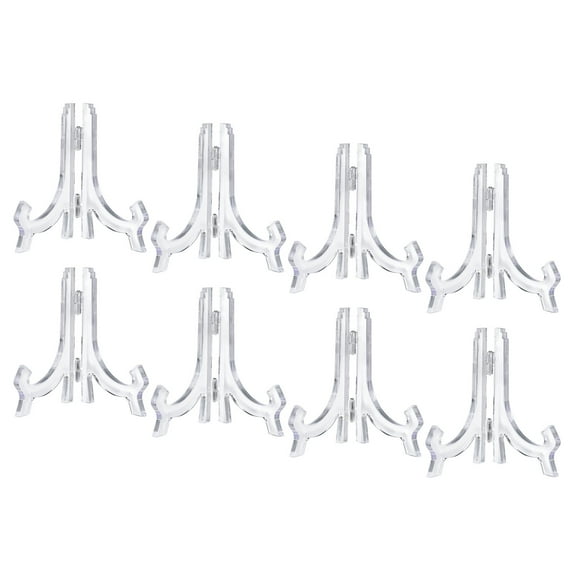 4.3" Easel Plate Holder, Plastic Folding Display Stand Clear for Decorative Picture Frame, 8 Pack