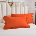 thumbnail image 5 of DNG Creations 5 Piece Vintage Ruffle Duvet Cover 100% Egyptian Cotton, 800 Threads Count - With Zipper & Corner Ties ( Oversized King - Solid Orange ), 5 of 7