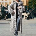 thumbnail image 3 of Abrigo de invierno para mujer, informal, mezcla de algodón, abrigo con capucha, cárdigan largo de punto grueso, 3 of 4