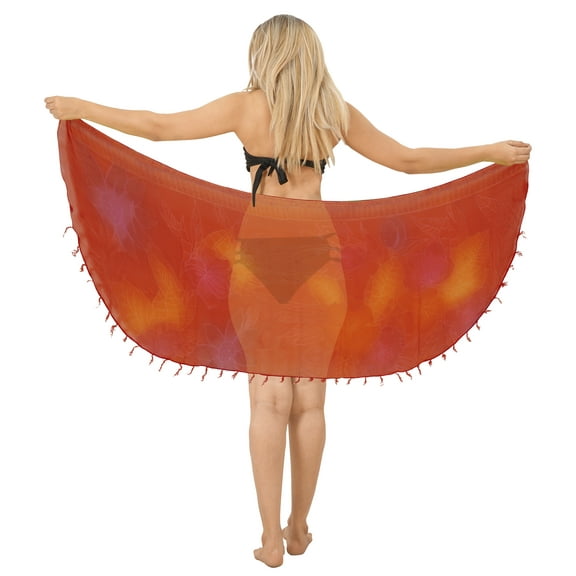 HAPPY BAY Women's Skirt Bathing Suit Cover-Up Beach Dress Summer Short Bikini Pareos Sarong Wraps Vacation Beachwear for Women One Size Hibiscus, Red