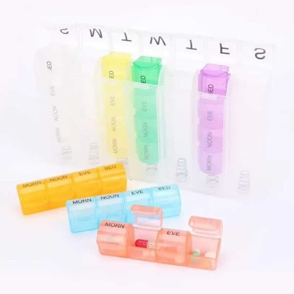 Dosage Box Morning/Evening – Pill Box Weekly for Medicine and Vitamins—pa