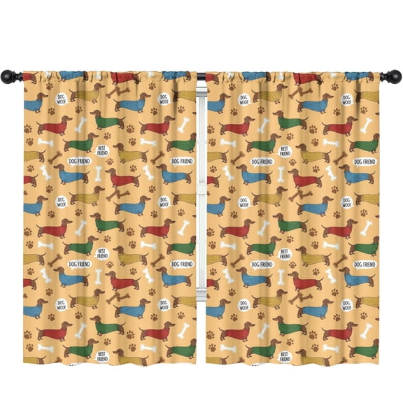 Dachshund in Sweaters Cream Pattern Insulated Teens Curtains Set Of 2, Bedroom Essentials, Toddler Room Decor 52x84in(132x213cm)