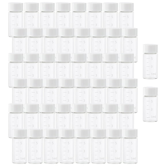 Clear Liquid Sampling Sample Scale White Screwcap 5ml (0.17 oz) Glass Bottles Vials for Chemistry Lab Chemicals 50PCS