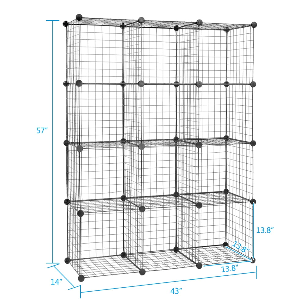 Lowestbest 12 Cube Metal Grid Storage, Storage Bin Shelves, Modular Bookshelves, Wall Cabinets Are Very Suitable for Living Room/Ofice, Black Lowestbest 12 Cube Metal Grid Storage, Storage Bin Shelves, Modular Bookshelves, Wall Cabinets Are Very Suitable for Living Room/Ofice, Black