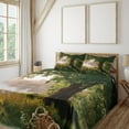 thumbnail image 2 of Ambesonne Tree Fitted & Top Sheet Set with Shams, Stream Foggy Scene, Brown Green Dust, 2 of 7