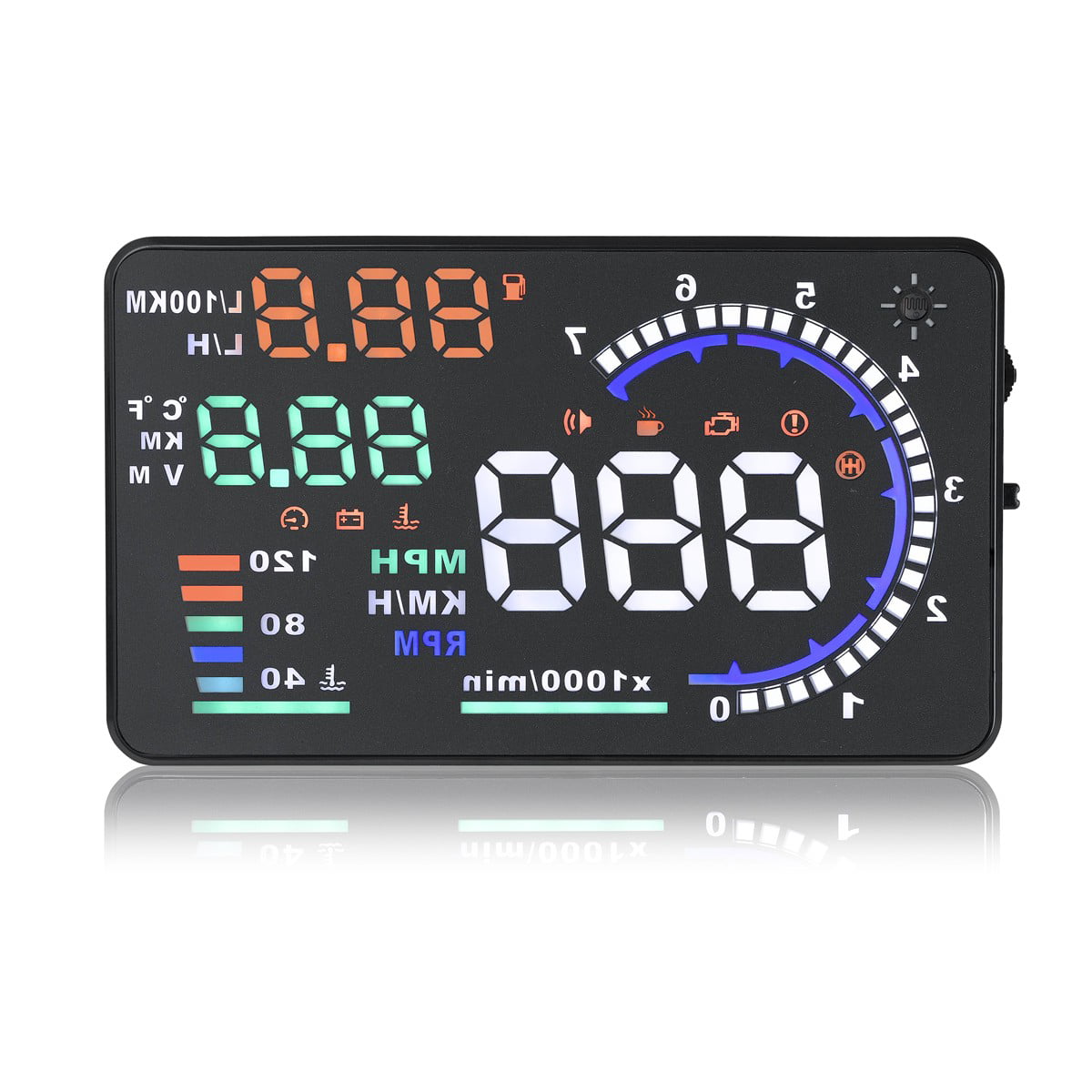 EULIQ Head Up Display 3.5 screen Water Temperature OBD2 Interface Plug & Play Vehicle Speed KM/H MPH Overspeed Warning Battery Voltage 