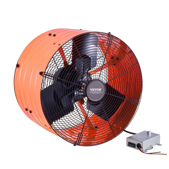 16 Inch Gable Mount Attic Exhaust Fan with Adjustable Thermostat 2940 CFM Ventilator Cools 4200 Sq Ft Quiet Ventilation for Roof Garage Shop Vibrant Orange