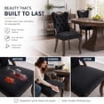 thumbnail image 6 of Dining Chairs Set of 6, Velvet Upholstered Kitchen Chairs with Vintage Copper Nails, Solid Wood Handles & Curved Legs, Mid Century Modern Dining Room Chairs for Home (Black, Set of 6), 6 of 8