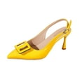 thumbnail image 2 of HaiMao Women Slingback Heels Low Kitten Heel Closed Toe Dress Shoes Elegant Wedding office Pumps Yellow 9.5(43), 2 of 9