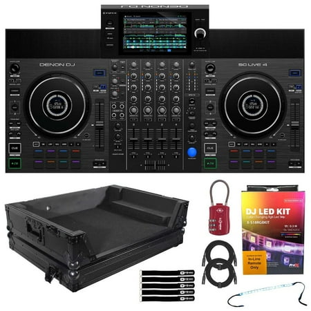 Denon DJ SC LIVE 4 4-Deck Standalone DJ Controller with Black Carrying Case Package