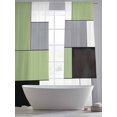 thumbnail image 6 of Sheer Curtains 84 Inches Long, Sage Green Black Grey Light Filtering Window Curtains for Living Room, Modern Irregular Geometric Abstract Rod Pocket Voile Sheer Curtain Drapes, 52"W x 84"L, 2 Panels, 6 of 8