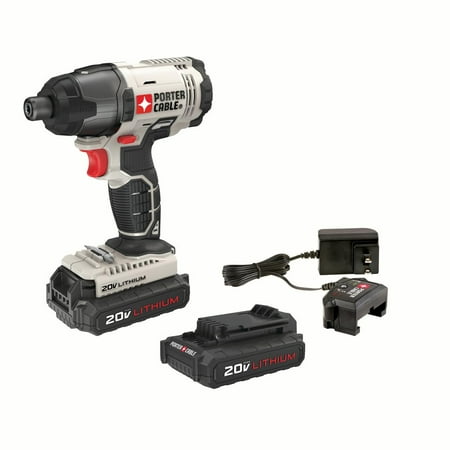 - PORTER CABLE 20-Volt Max Lithium-Ion Cordless Compact Impact Driver With 2 Batteries, PCC641LB