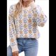 thumbnail image 2 of Suéter de Cuello Redondo de Larga para Mujer, Estampado de Otoño, Jersey de Punto de Gran Tamaño, Ropa de Moda Albaricoque M, 2 of 10