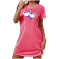 thumbnail image 2 of WREESH Sleep Shirts for Women Short Sleeve Heart Printed Night Shirts for Sleeping Pullover Nightgown Soft Comfortable Nightdress Hot Pink, 2 of 3