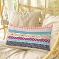 thumbnail image 4 of Bohemia Ethnic Pillow Covers, Linen Long Throw Pillow Case, Boho Tribal Teal Orange Purple Stripes Leaves Holiday Pillow Protector Decorative Cushion Cover for Living Room/Bedroom 12" x 20", 4 of 8