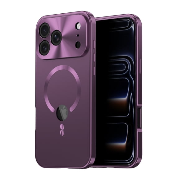 Plating Magnetic Privacy Case for iPhone 18 Pro Max, Full Body Built-in Anti-Spy Screen Protector Compatible with MagSafe Accessory Cover, Cherryred
