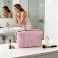 thumbnail image 6 of Woven Cosmetic Pouch, Travel Wash Bag, Makeup Brush Organizer, Spacious Zipper Interior and Lightweight Compact Size for Travel Luggage, Home Vanity, and Gym Locker., 6 of 9
