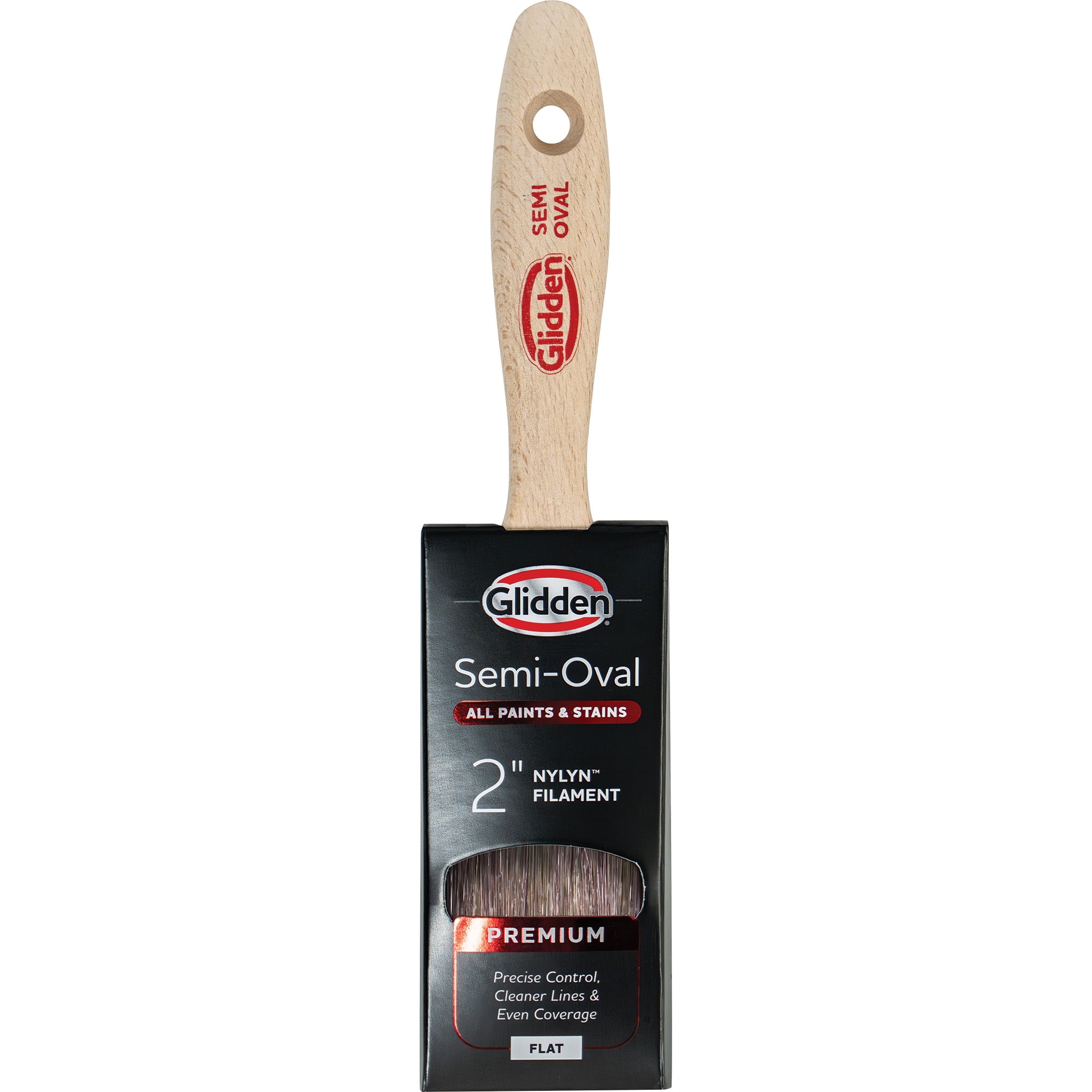 (3 pack) Glidden Semi-Oval Paint Brush with Wood Handle, Flat Sash, 2 Inch