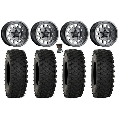 Method 414 15 Wheels Graphite +13mm 33 ATX470 Tires Polaris RZR Turbo R & Pro R Ranger 1500 Xpedition