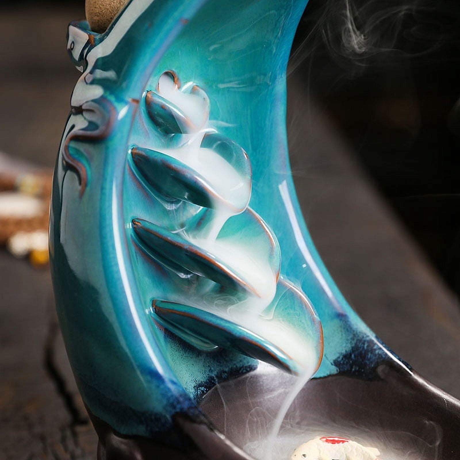 Moon Crescent Ceramic Incense Stick Holder Burner Aromatherapy Flowing Smoke Home Decor