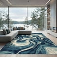 thumbnail image 2 of ODIKA 8'x10' Ultra-Soft Area Rug, Navy Long Ocean Inspired Gradient Accessories Racetrack Hallway None Washable, Bare feet friendly, Silk-Touch for Bedroom, Under Sectional, 2 of 7