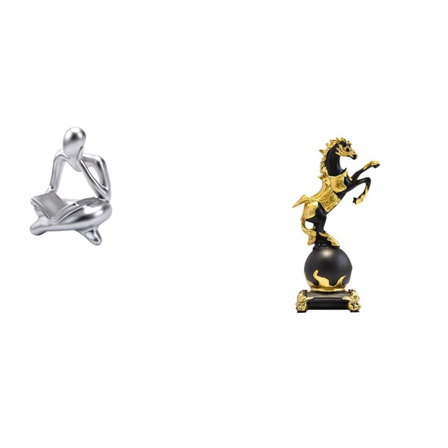 Figura de lector abstracta, estatua de resina, decoración de caballo, figura de escritorio, adorno de estante, moderna, hueca, adecuada para regalar,