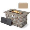 thumbnail image 1 of Costway Table de Foyer au Gaz Propane Rectangulaire 43.5 Pouces Fausse Pierre avec Roche de Lave et Housse en PVC, 1 of 10