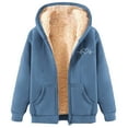 thumbnail image 7 of idosla Womens Fleece Lined Zip Up Hoodie Thermal Warm Sherpa Pullover Sweatshirts Love Heart Print Sweaters Cute Tops (Blue, 5XL), 7 of 7
