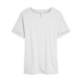 thumbnail image 4 of Olyvenn Cotton V Neck Tops for Women Plus Size Short Sleeve Shirts Losse Solid Tunic Blouse Soft Comfy Summer Daily Wear White XL, 4 of 5