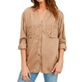 thumbnail image 6 of MixMatchy Women's Long Sleeve Denim V-Neck Tencel Button Down Shirt, 6 of 6