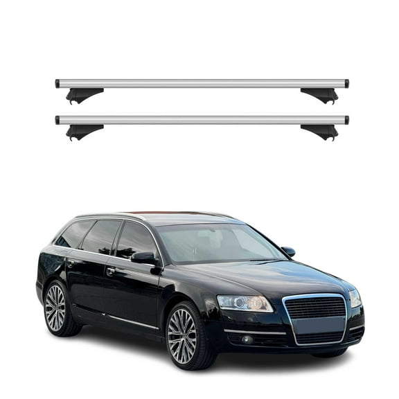 OMAC Cross Bars Roof Racks Aluminium for Audi A6 Avant 2005-2011 Silver 2 Pcs Anti-Theft for Travel Kayak Canoe Surf Ski Snowboard Camping