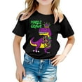 thumbnail image 1 of AJIWYH Uniforme Scolaire Fille, Chemise Décontractée Imprimée Col Rond Manches Courtes T-Shirt Chemise Décontractée, Chemise Rouge Filles pour 3-4 Ans, Noir, 1 of 4