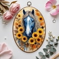 thumbnail image 7 of Farmhouse Canvas Wall Art Blue Horse Surrounded by Sunflowers Autumn Leaves Oval Framed Canvas Prints Vintage Wall Hanging Decor for Home Decorations 8.6"x11.4", 7 of 7