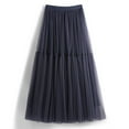thumbnail image 2 of Riforla Autumn and Winter Skirt Female Half Swing Long Skirt High Waist Cake Mesh Skirts for Women Trendy Navy One Size, 2 of 5