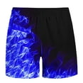thumbnail image 5 of Yieetim Blue Mens Swim Trunks, Summer Striped Hawaiian Printed with Pockets Elastic Waist Drawstring Beach Shorts, Lightweight Comfortable Fits Quickly Dry Swim Shorts, 5 of 5