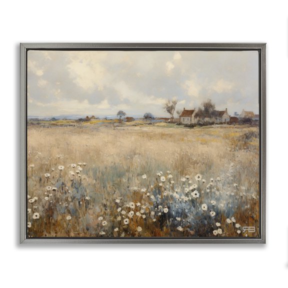 Stupell Industries Traditional Cottage & Natural Meadow Gray Floating Frame Canvas Art, 31 x 25, by RB