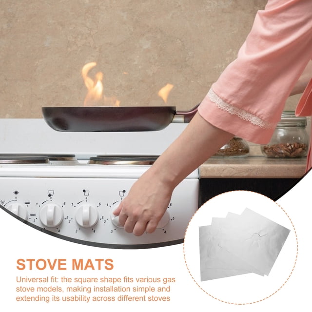 ELAYARD 4 Pcs Tapis de Protection pour Réchaud Argent Lavable Réutilisable pour Cuisinière à Gaz pour Usage Domestique