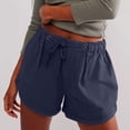 thumbnail image 2 of cfhntfmh Shorts for Women Drawstring Mid Waist Solid Shorts with Pockets Summer Trendy Vintage Shorts, 2 of 7