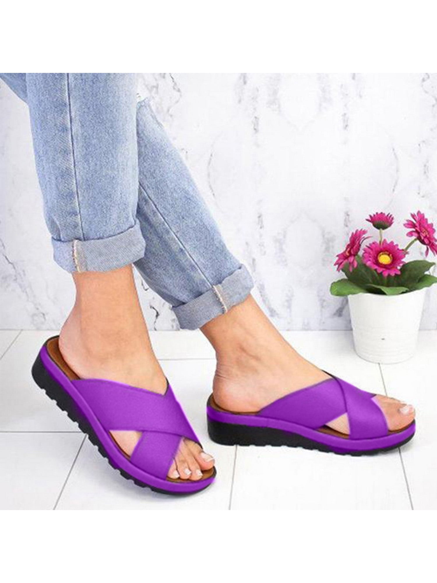 Womens Ella Sue Diamonte Mule Sliders slip on summer Sandals Mules Open Toe 