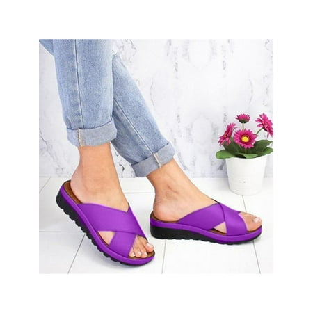 

Zodanni Women Slides Solid Color Flats Backless Slippers Swimming Shoes Everyday Soft Open Toe Purple 11.5