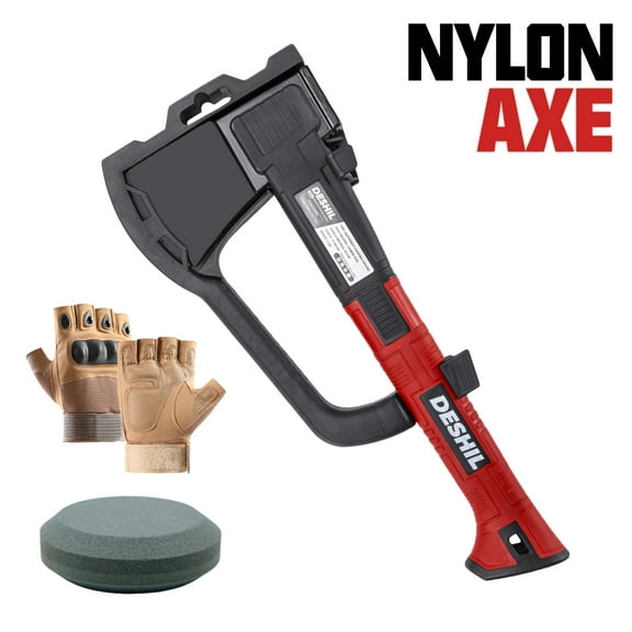 15-Inch Outdoor Axe Set with Carbon Steel Hatchet, Half-Finger Gloves, Sharpening Stone, and Protective Case