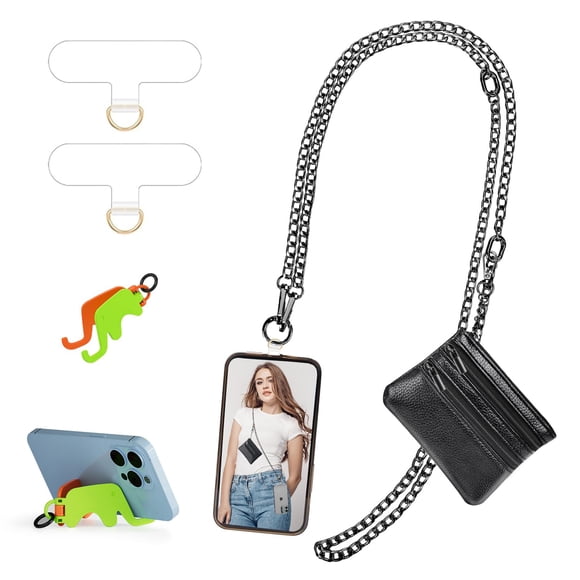 Correa para Celular con Cartera y Cadena de Metal Gun Metal Casecond