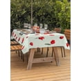 thumbnail image 3 of Outdoor Tablecloth with Umbrella Hole for Patio/Picnic/Party/Camping, Red Tulip Flowers Waterproof Table Cloth Rectangle Table Cover Washable, Spring Floral Vintage Drum Country Blue (60"x 84"), 3 of 8