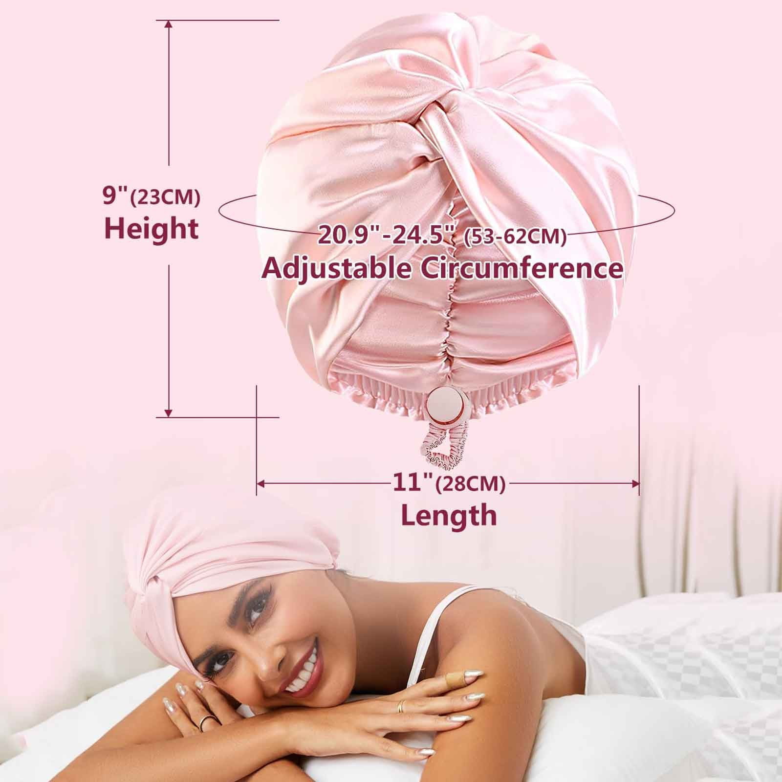 Adjustable Silk Satin Hair Bonnet for Sleeping Double Layer Hair