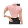 thumbnail image 4 of Txlixc Mujeres Verano Sexy Crop Tops Manga Corta Cuello Cuadrado Botón Camiseta Txlixc Sexy, 4 of 9